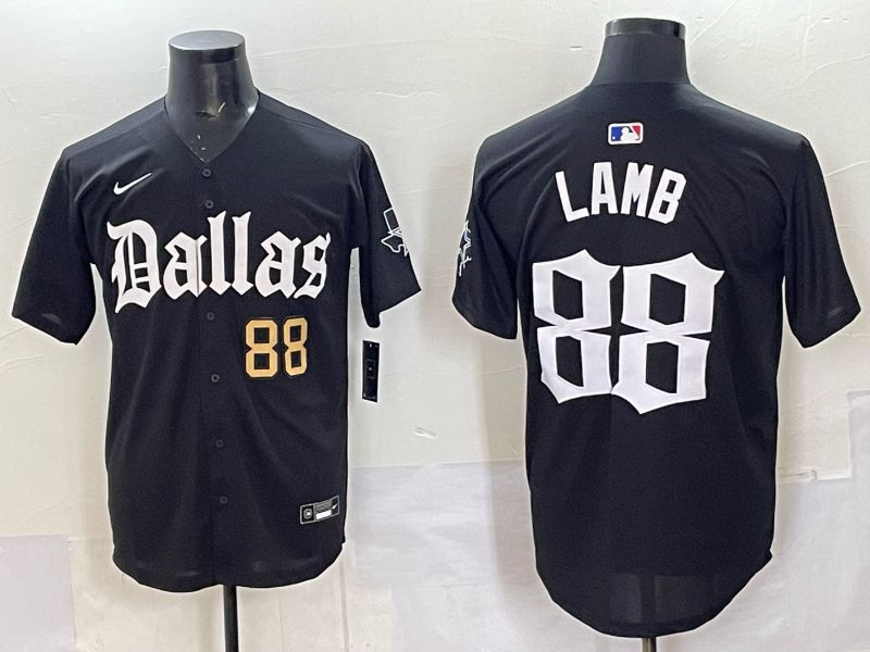 Men 2025 Nike Dallas Cowboys #88 Lamb Black 5th generation Joint Name Limited NFL Jersey 04